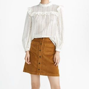 Madewell Eyelet Mockneck Ruffle Top